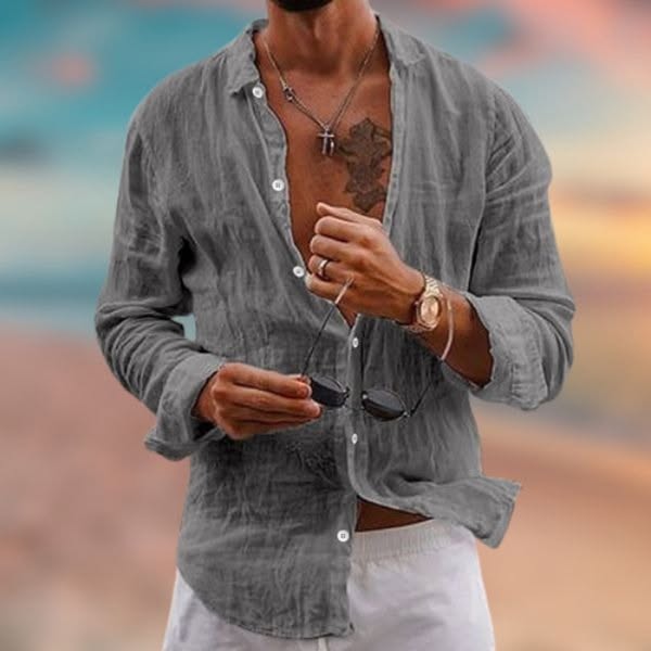 Caleb | Linen-Cotton Short Sleeve Shirt