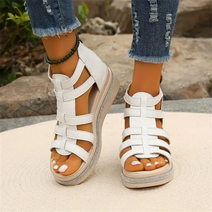 Isla™ - Wedge Sandals with Rhinestone Decoration